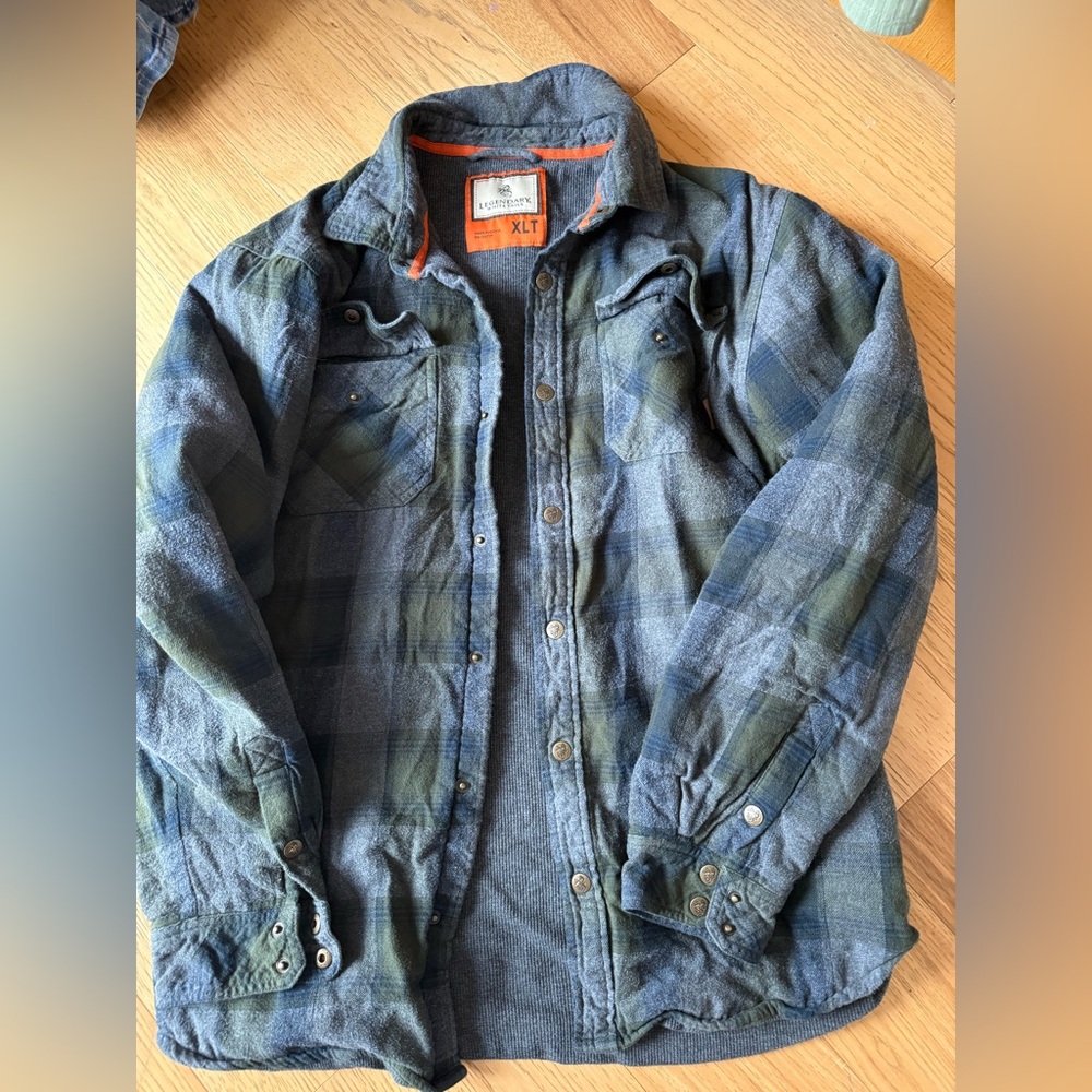 Legendary Whitetails Men's Blue and Green Shirt Jacket